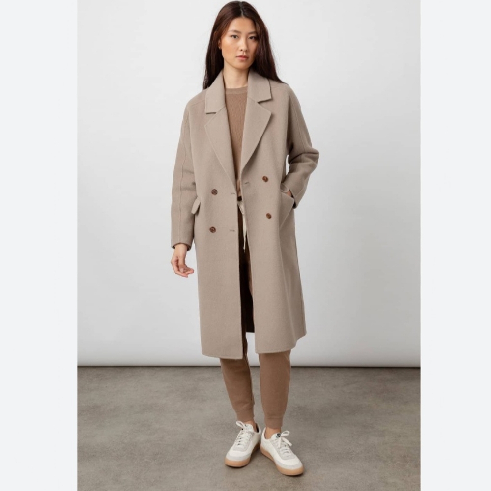 Rails Taupe Mink Wool Bristol Trench Coat sz M